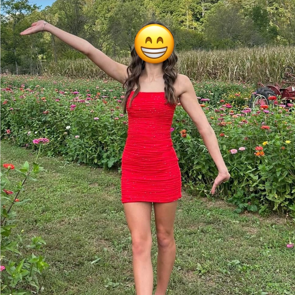 Elegant Red Strapless Dress